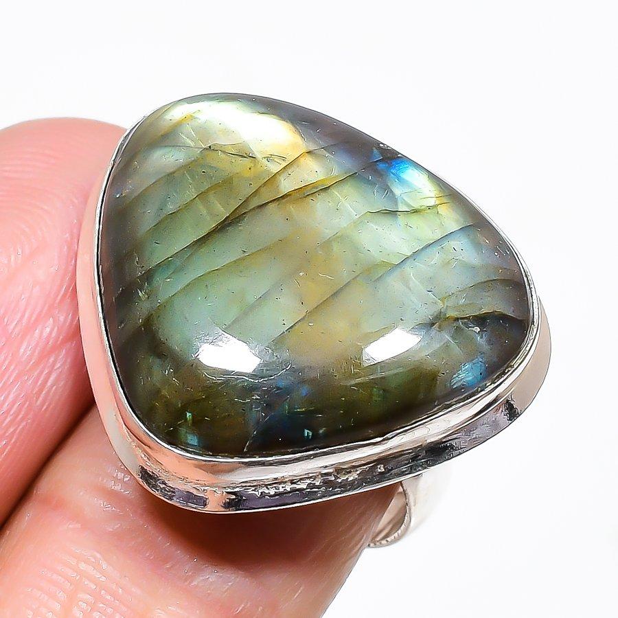 

Labradorite Gemstone 925 Sterling Silver Jewelry Ring Size Adjustable KJ-317