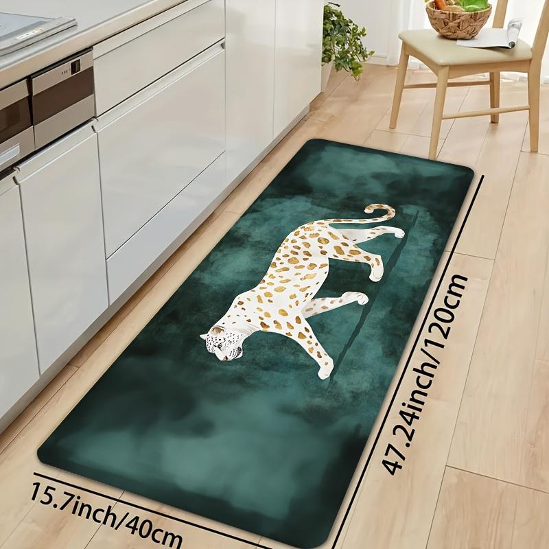 Panterprint Keukenmat Set, Polyester Antislip Machine Wasbare Vloerkleed voor Badkamer Slaapkamer Woonkamer Decor