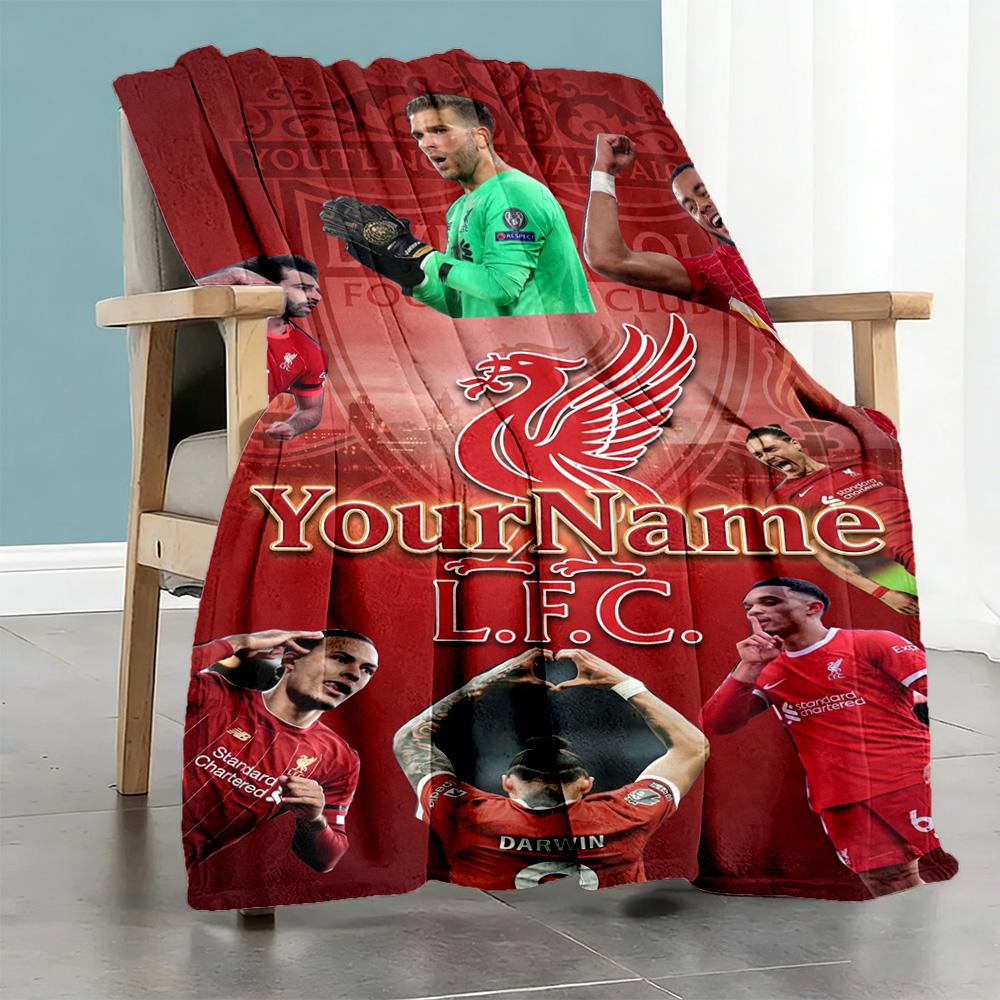 Liverpool Personalizovaná deka se jménem Dárková deka s možností přizpůsobení Měkká teplá útulná Vhodná do kanceláře postele pikniků obývacího pokoje pro všechna čtyři roční období víceúčelová