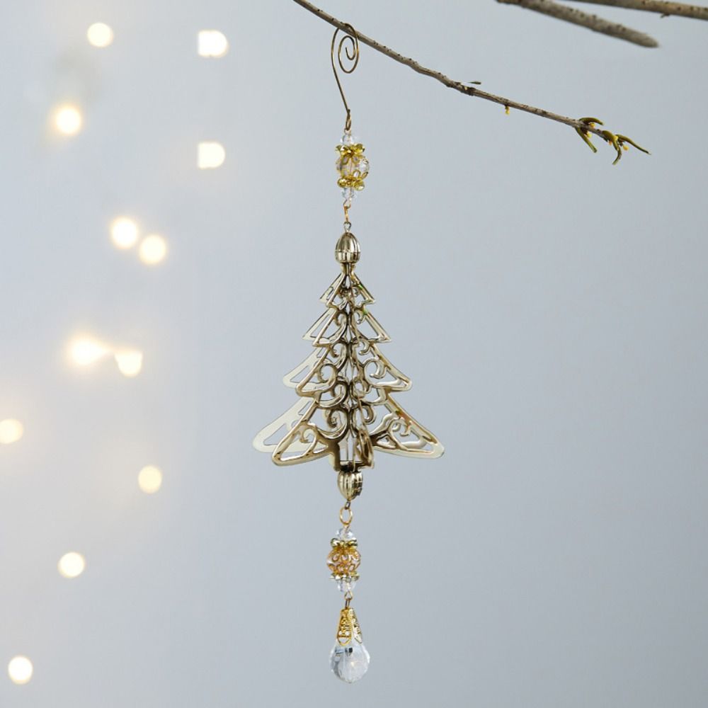 Iron 3D Christmas Snowflakes Pendant Three-dimensional Glitter Christmas Tree Hanging Ornaments Reusable Plating Gold/Silver