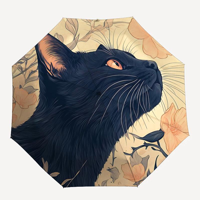 

1pc Black Cat Portrait Automatic Open/close Folding Umbrella, Compact Portable Travel Umbrella,Durable Construction yy250814172