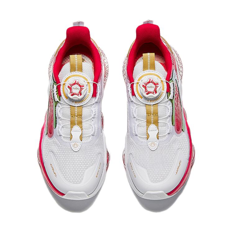 Anta Kids UFO 6.0 Comfortable Shock Absorbing Wear Resistant Breathable Low Top Running Shoes Kids Running Shoes White Red 312435583R-1