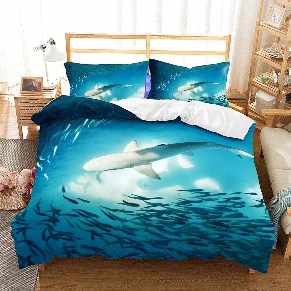 

Bedclothes Beding Set Shark 3D Bed Cover Set And Pilowcases Dekbedovertrek King-Sized Dimensionsd Dimensions Twin Beding Set 100*200cm Single