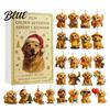 Cadeaux de Secret Santa Uniques Calendrier de l'Avent de Noël 2026 Boîte avec 24 Ornements Acryliques Chien 2D Plats Suspendus Accessoires Rétroviseur de Voiture