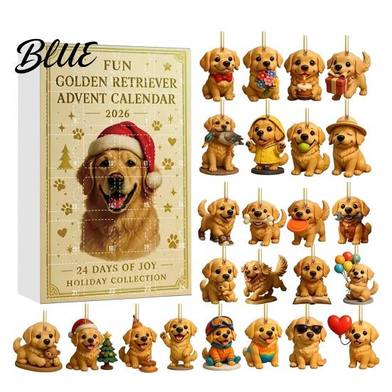 Holiday Countdown Blind Acrylic Ornaments Calendar with Christmas Advent Box 2026 24 Dog 2D Flat