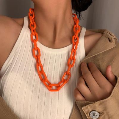 Women's Neck Chain Fashion Colorful Acrylic Thick Necklace For Women Men Bohemian Plastic Choker Collar Necklace Jewelry Gifts