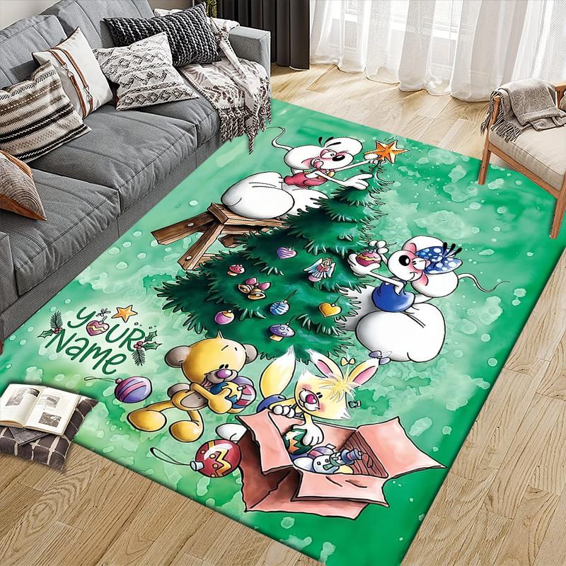 Custom Name,Diddl Home Sofa Decoration for Living Room & Bedroom, Non‑Slip Play Flannel Floor Mat for Game Room