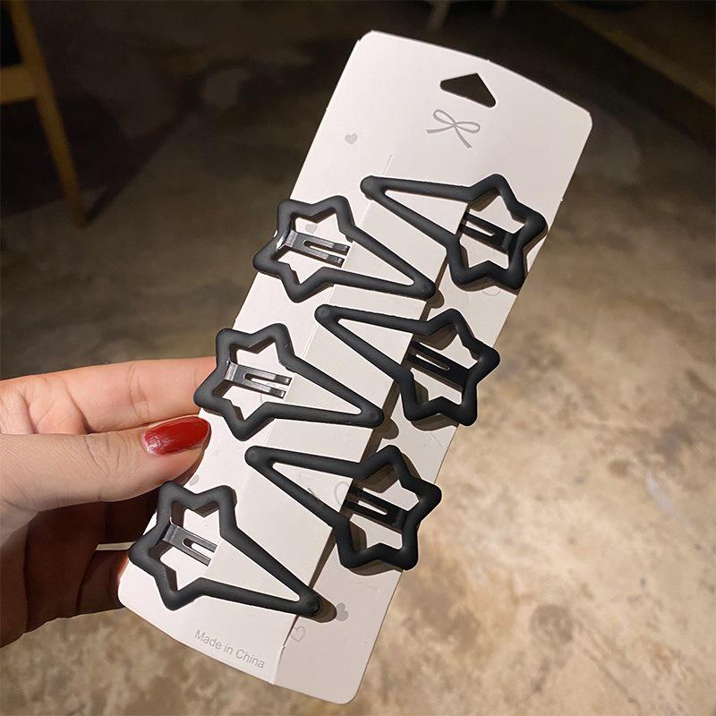 Korean Matte Black Hair Clips for Women - Bangs, Side, and Headdress Clips
