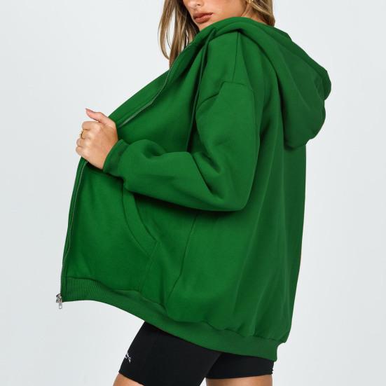 Женское пальто с капюшоном и длинным рукавом на молнии — фото 6