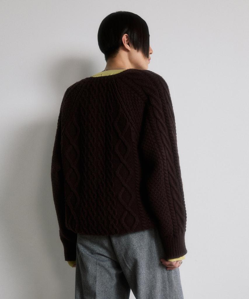 DUSTYWHITE Brown Fine Wool Cable Knit Sweater