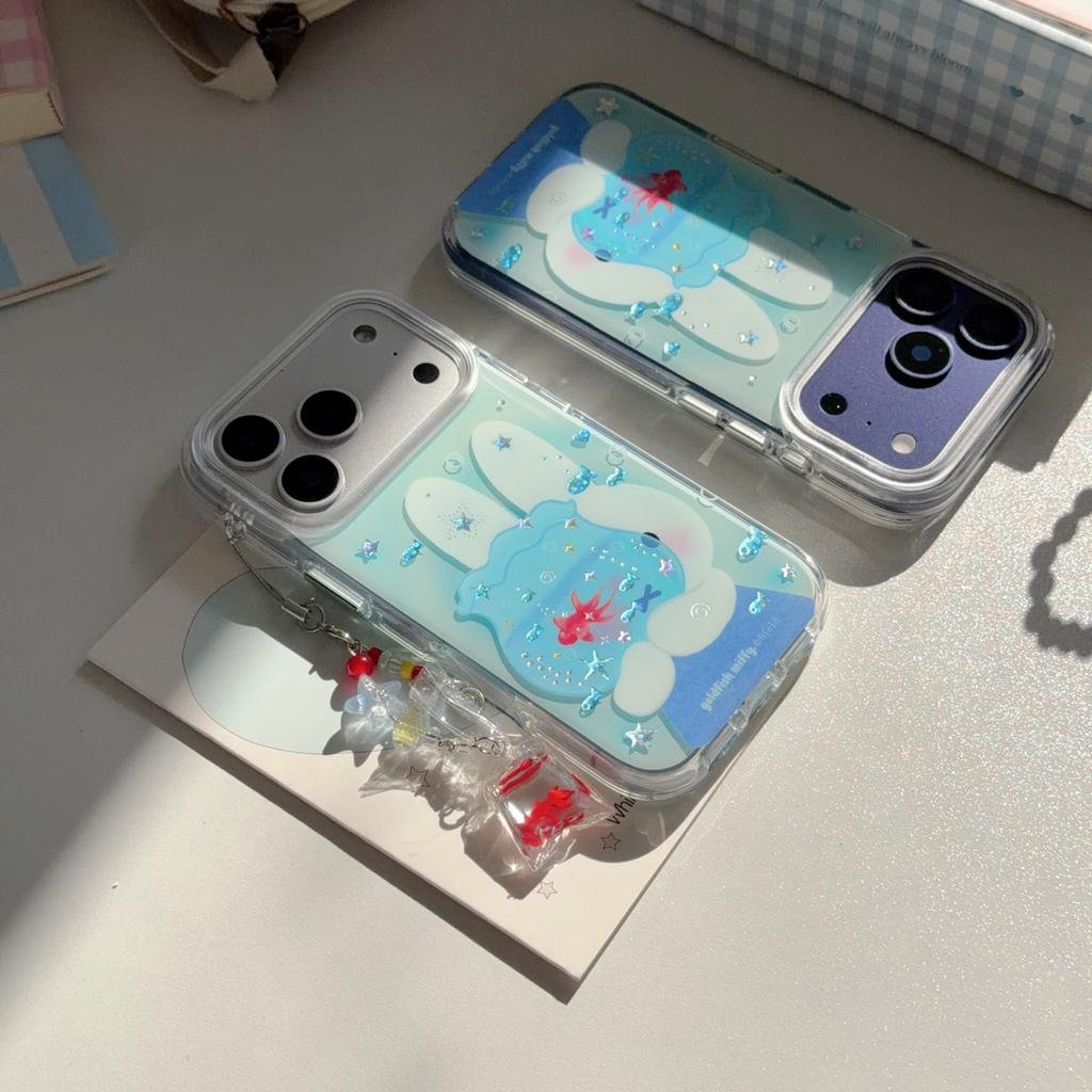 Cute Ocean Rabbit Glitter Star Phone Case for iPhone 17 16 Pro 15 Pro Max 13 14 Cover with Charm Cases Cartoon Shockproof Funfas