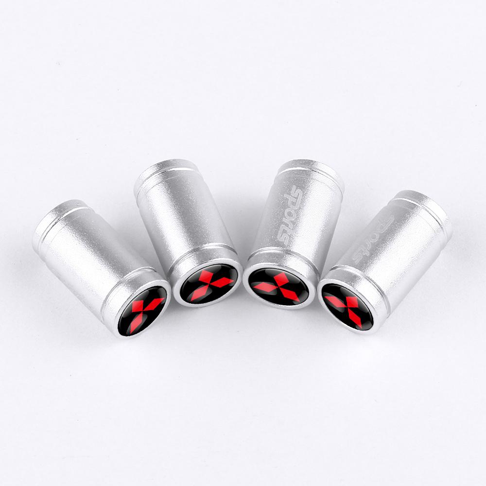 

4pcs Metal Car Wheel Tire Valve Stem Caps Covers For Mitsubishi Outlander Lancer ASX Pajero L200 Eclipse Ralliart Triton Delica срібний