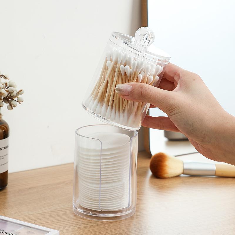 Cosmetic Cotton Ball Desktop Organizer Round Cotton Swab Toothpick Organizer Desktop Organizer