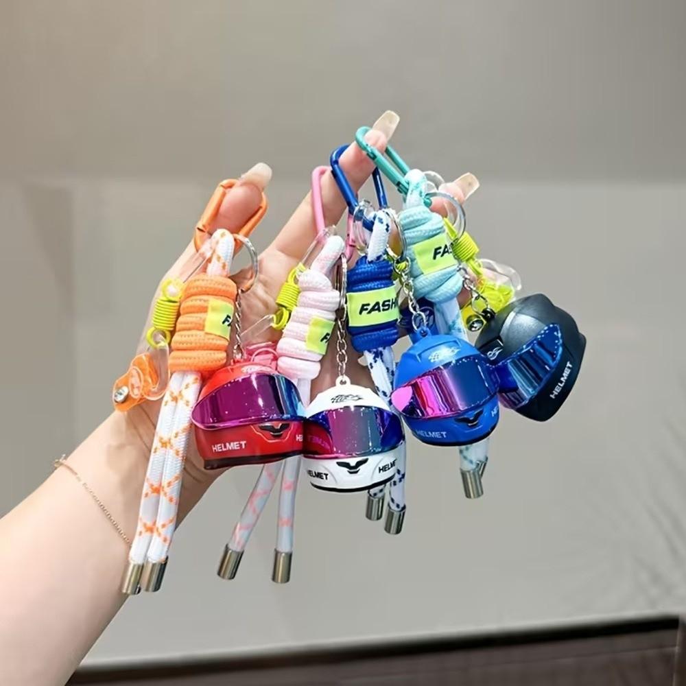3D Motorcycle Helmet Keychain Weaving Rope Mini Helmets Keychain Helmet Key Fob Motorcycle Lovers