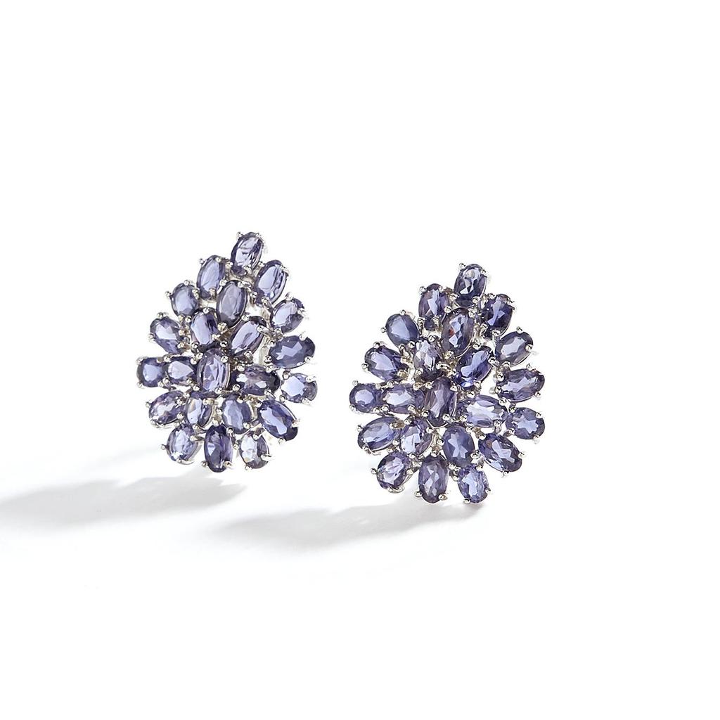 Noble natural oval lolite women's Big earrings 925 Sterling Silver Gorgeous fine jewelry for birthday and anniversary gifts