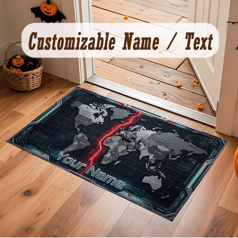 Abstract Personalized Theme Crystal Velvet Floor Rug Personalized Custom Name Text Warm Carpet Home Decoration