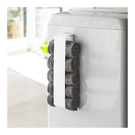 [Bulk Purchase Set of 2] Yamazaki Jitsugyo Plate Magnetic Towel Holder White 3582 | Towel Stocker Washing Machine Magnet Storage Rack Sanitary