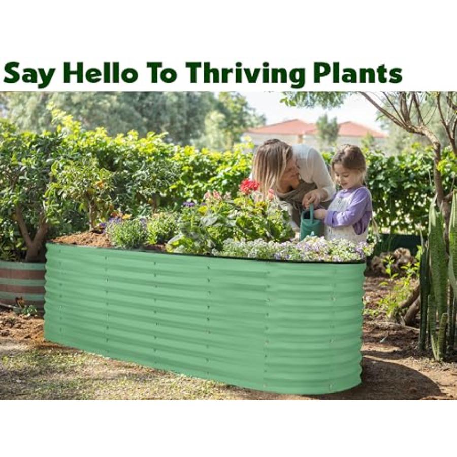 Galvanized Raised Garden Beds Outdoor 6×2×2 Ft Planter for Gardening Vegetables Flowers Large Metal Garden Box Light Green Pate