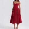 Summer Women Strapless Tube Dress Sexy Slim Waist Red Suspender Dress Fashion European American Hot Style