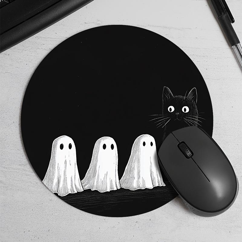 Black Cat Round Mouse Pad Durable Non-Slip Rubber Mat Office Gaming Desk Pad Mouse Mat Setup Desk Accessories Mousepad Carpet