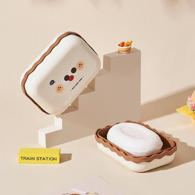 Portable Plastic Travel Soap Box Cute Water Drip Tray Soap Case Bathroom Accessories with Lids Soap Holder for Shower