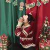 Dark Green & Wine Red Solid Color Christmas Photo Backdrop for Live Streams & Kids Photography