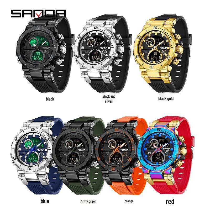 SANDA Men's Waterproof Sporty Digital Watch - Trendy, Cool, and Multifunctional for Teenagers and Students
