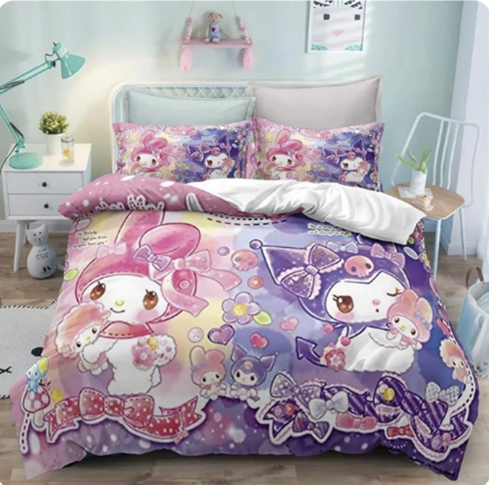 Kuromi Quilt Cover Cartoon Cute Sanrio Duvet Printed Comforter Polyester Bedding Twin Size Children Gift Various Sizes