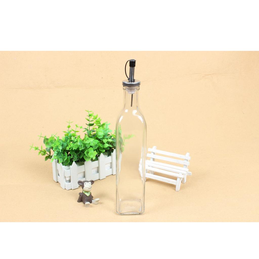 Cruche à Huile et Vinaigre pour Cuisine Maison Construction en Verre Transparent Transparent Bouteille avec Bouchon Scellé 500ml