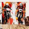Panels Red Motorcycle Splashed Ink Painted Curtains Shade Privacy Protection Suitable Decorating Various Rooms Curtain Made Of Polyester Washable