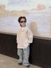 Wood Sheep Spring 2025 Kids' Wide-Leg Jeans with Ripped Hems - Trendy for Boys and Girls