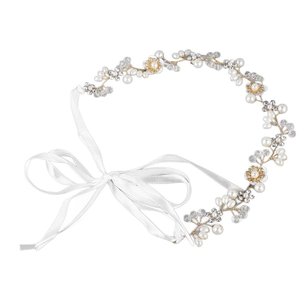 Wedding Headband Rhinestone Faux Pearl Flower Leaf Shaped Pendant Bridal Headpiece Hair Accessories