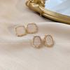 Exquisite Fashion Geometry Square Shell Stud Earring for Women Personality Gold Color Korea Earring Summer Beach Jewelry Gift