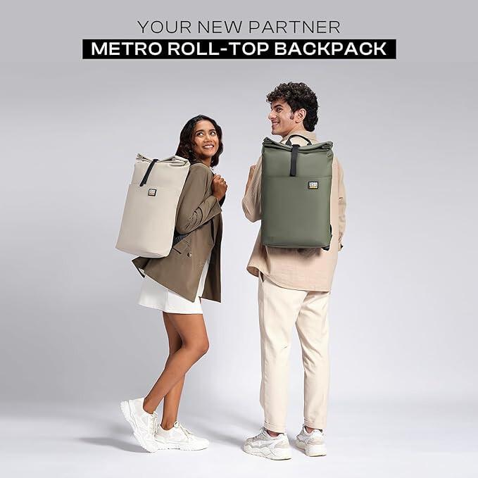 RSINC Urban Jungle by Safari Metro Roll-Top Laptop Backpack for Unisex | Green B0CYLTFWSV