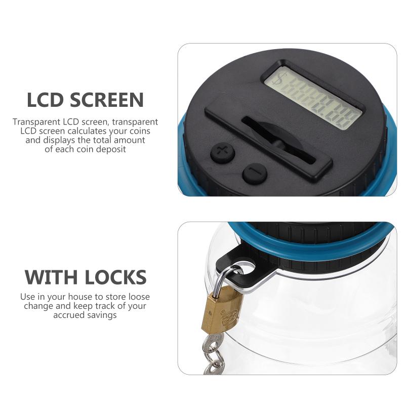 Digital Counting Money Jar Piggy Bank for Adults Coins Bucket Shaped Saving Pot Electronic Kids Boys Plastic