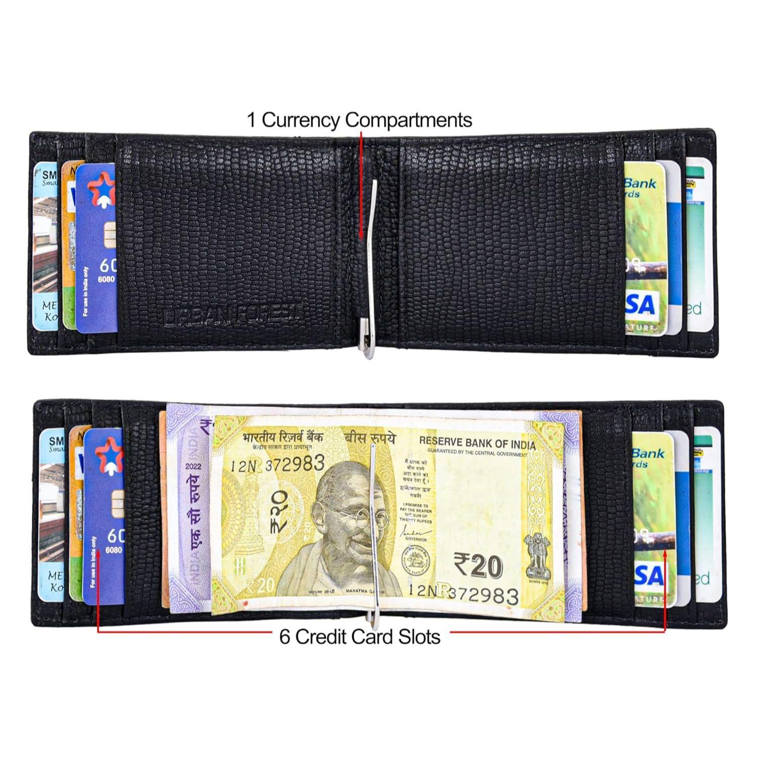 Кожаный кошелек с зажимом для денег Eddy Printed Black для мужчин — фото 5