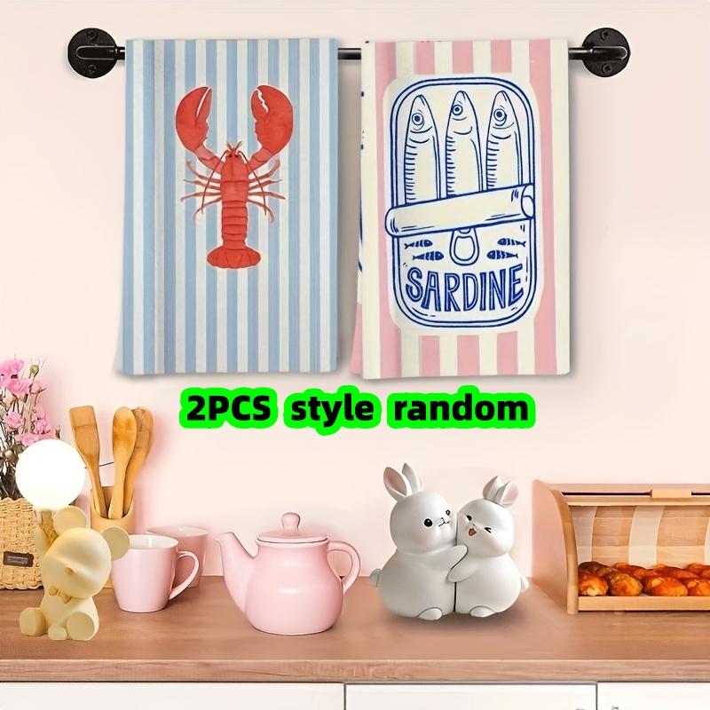 

2-Pack of Randomly Assorted Styles: Lobster and Sardine Shaped Cleaning Cloths, Multifunctional Cleaning Rags, Dishcloths, Microfiber P