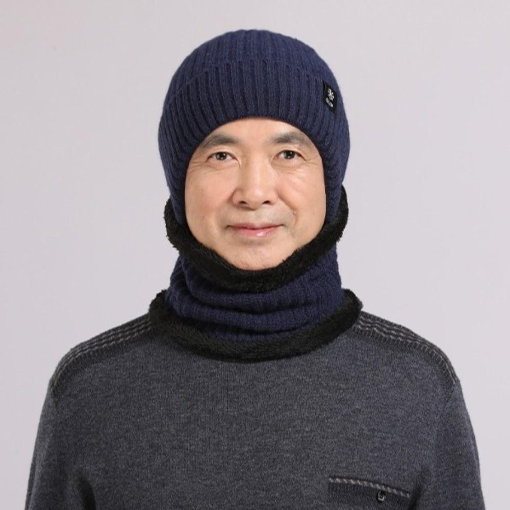 Thick Hat Scarf Set Plush Ear Protection Hat Simple Knitted Beanie Hat  Riding