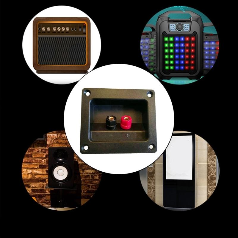 2 Way Speaker Box Clamp, DIY Home Car Stereoes Binding Post Square Spring Cup Connectors Speaker Junction Box Back Panel