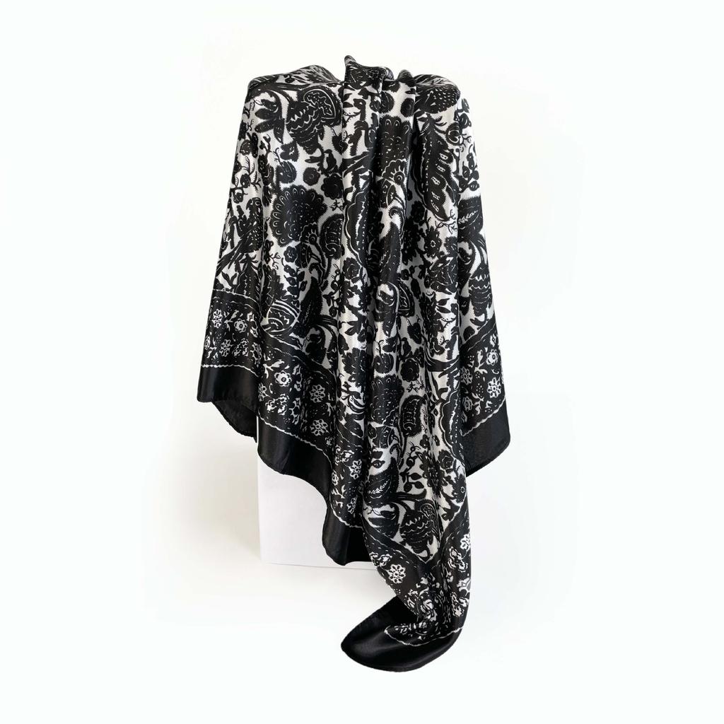 90*90cm Hijab Scarves Women Cashew Print Satin Female Luxury Brand Square Shawls Head Ladies Bandanna Foulard Muffler Girl