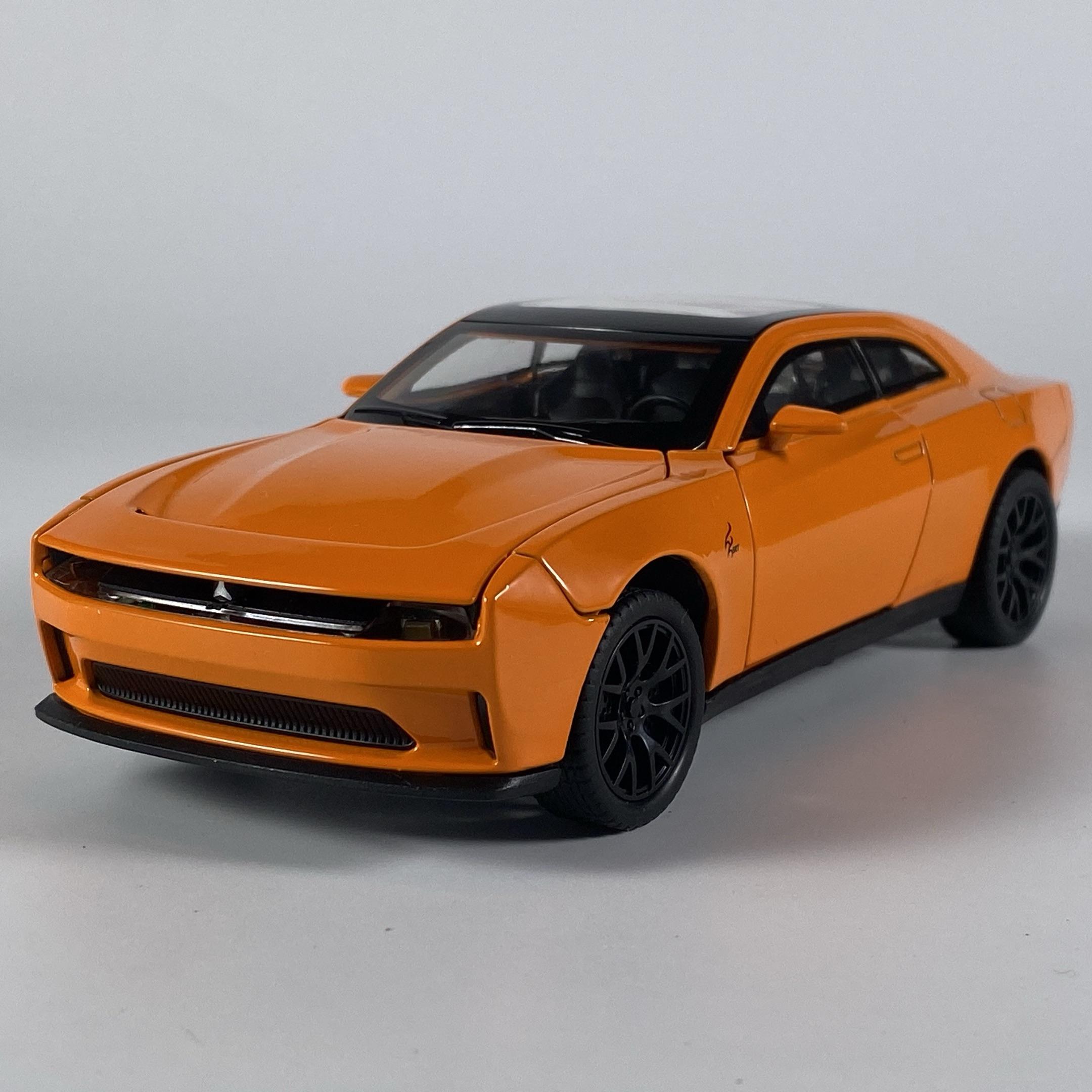 

1:32 Dodge Charger Daytona SRT EV 2026 Hellcat Alloy Die Casting Model Car Sound Light Pull Back High Simulation Fine Ornaments оранжевый