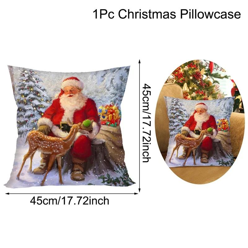 Christmas Cushion Cover Santa Decorative Throw Pillow Case Christmas Decorations For Home Navidad Natal Gifts New Year
