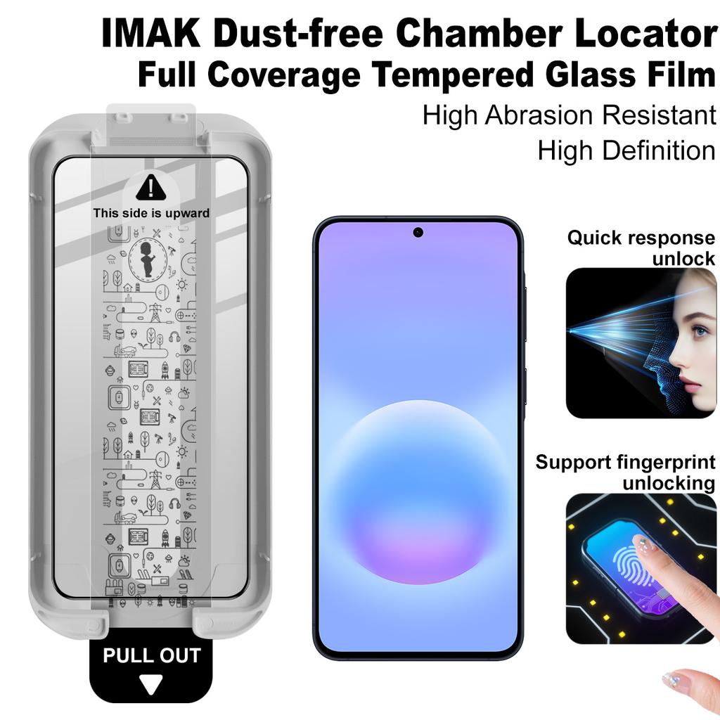 For Samsung Galaxy A57 5G Glass IMAK Dust-free Cabin Full-screen Tempered Glass Film Supports Fingerprint Unlock