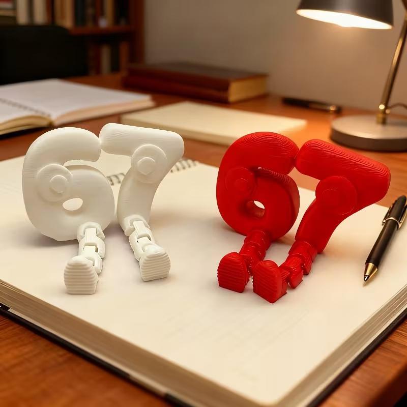 67-Number Character Decoration With Flexible Joints 67 Statue Internet Meme Figurine Unique Home Office Desk Decor Stress Relief