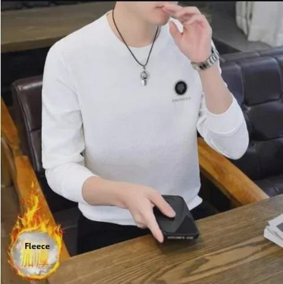 

Мужская белая толстовка с круглым вырезом — свободный крой, длинные рукава, идеально подходит для весны и осени M