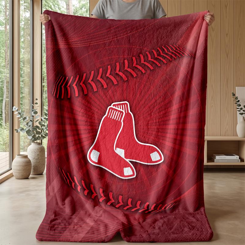 Boston Red Sox Flannel Fleece Blanket Cozy Warm Throw Blanket For Couch Bed Travel All Season Use