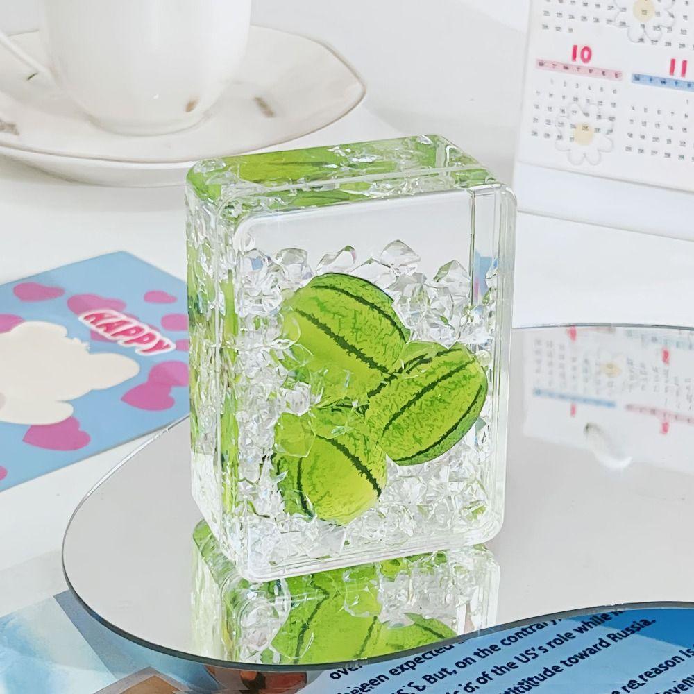 Transparent Acrylic Ornament Rectangular Oil Flowing Sand Ornament Fruit Sand Ornament  Home Decor