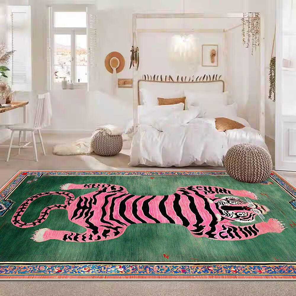 Tappeto Retro Lusso Leggero Morbido Antiscivolo Grande per Soggiorno Facile da Pulire Tappetino per Tavolino Divano Fantasia Tigre Carino Decorazione Tappeto per Camera dei Bambini