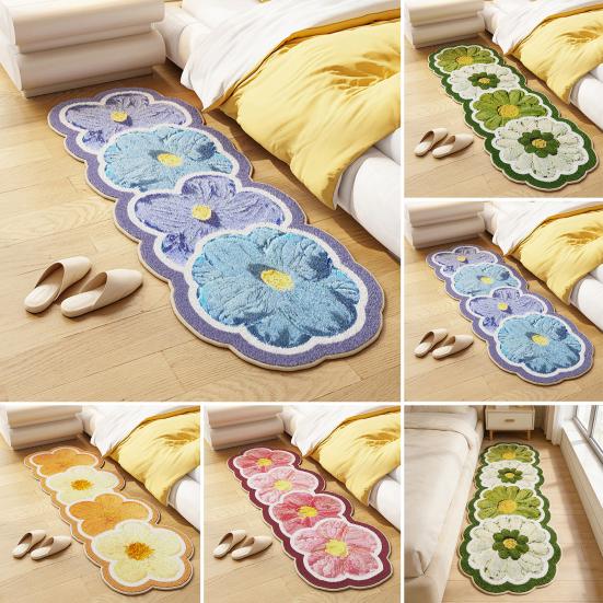 Blumen-Teppichboden aus Kunstkaschmir, rutschfest, waschbar, saugfähig, Plüsch, florale Bodenmatte, Dekoration für Wohnzimmer, Schlafzimmer, Badezimmer