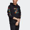 Adidas Originals Trefoil Letter Print Hoodie, Men Black Comfort Daily Sports Hoodie GP4439